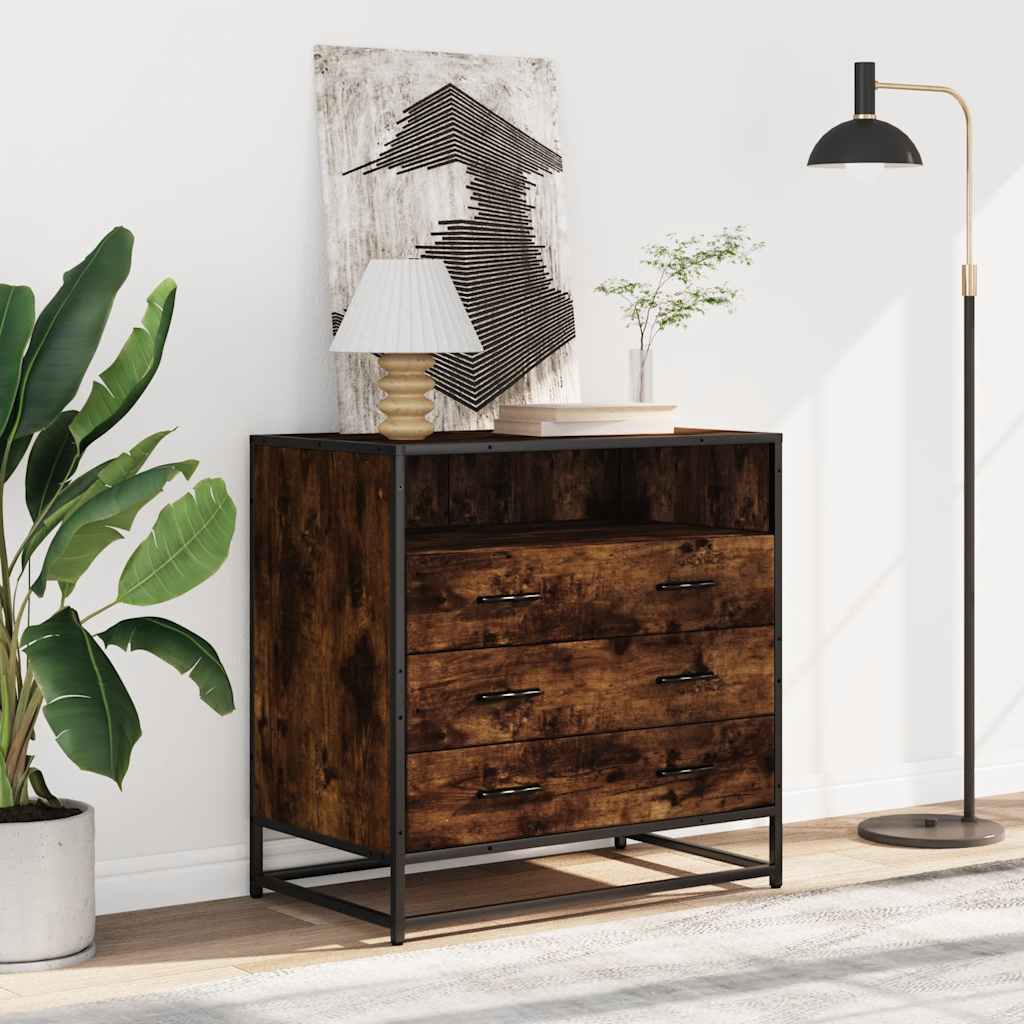 Cassettiera Rovere Fumo 70x41x70 cm in Legno Multistrato | homemem39