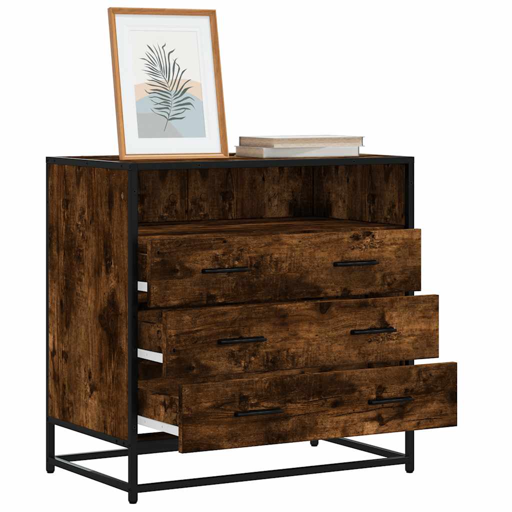 Cassettiera Rovere Fumo 70x41x70 cm in Legno Multistrato - homemem39