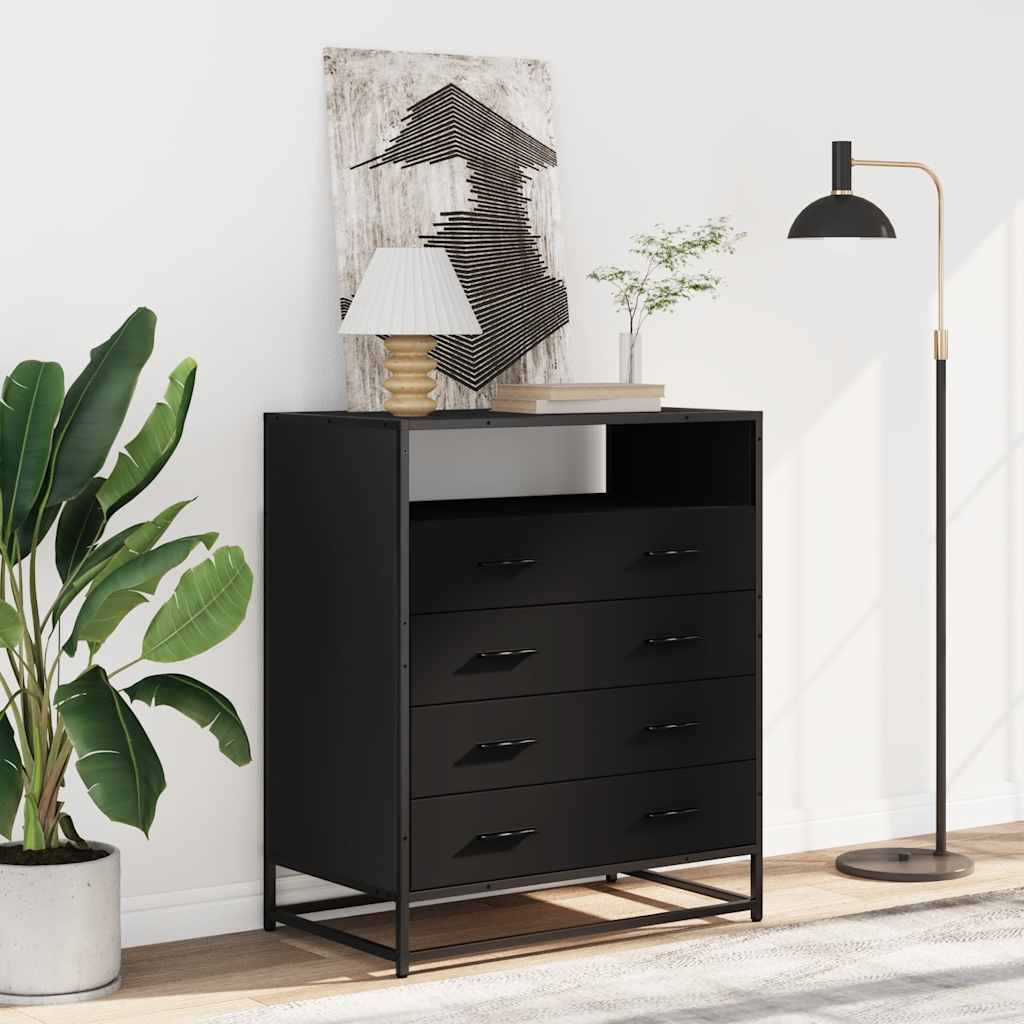 Cassettiera Nera 70x41x83,5 cm in Legno Multistrato | homemem39