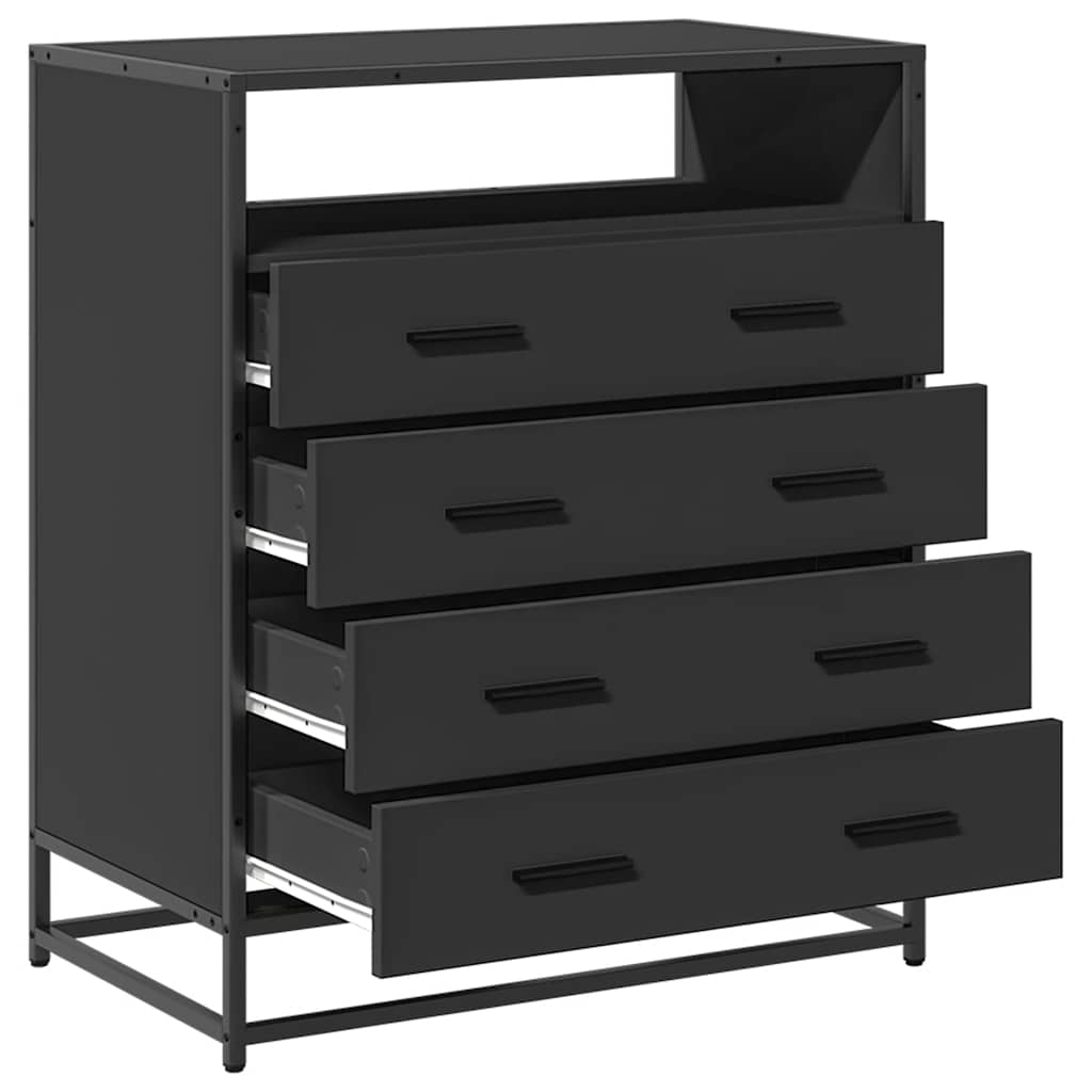 Cassettiera Nera 70x41x83,5 cm in Legno Multistrato - homemem39