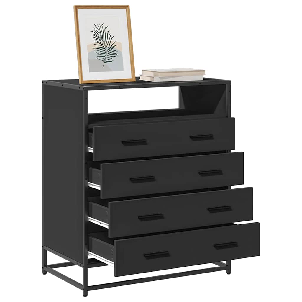 Cassettiera Nera 70x41x83,5 cm in Legno Multistrato - homemem39