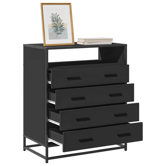 Cassettiera Nera 70x41x83,5 cm in Legno Multistrato - homemem39