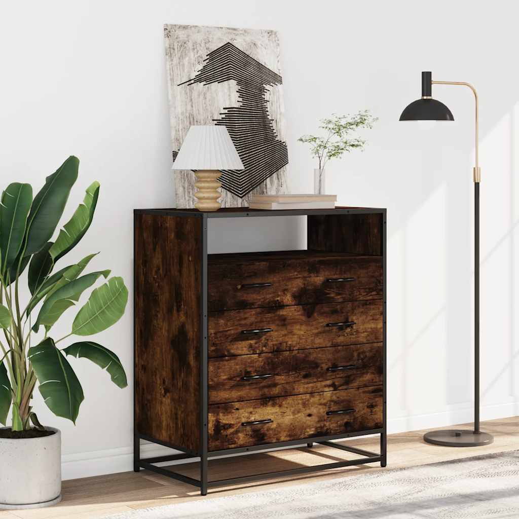 Cassettiera Rovere Fumo 70x41x83,5 cm in Legno Multistrato | homemem39