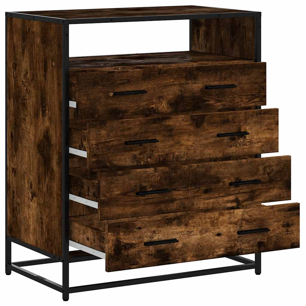 Cassettiera Rovere Fumo 70x41x83,5 cm in Legno Multistrato | homemem39