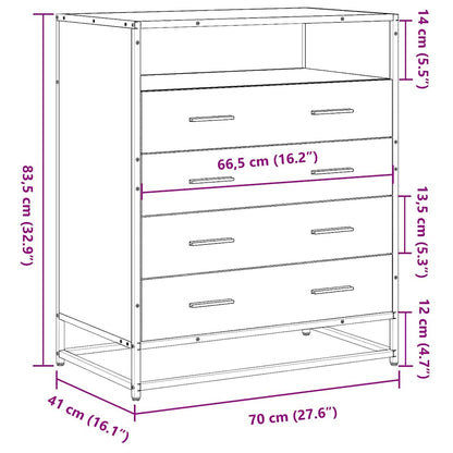 Cassettiera Rovere Fumo 70x41x83,5 cm in Legno Multistrato - homemem39