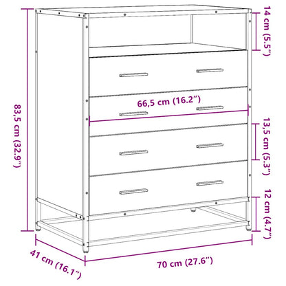 Cassettiera Grigio Sonoma 70x41x83,5 cm in Legno Multistrato | homemem39