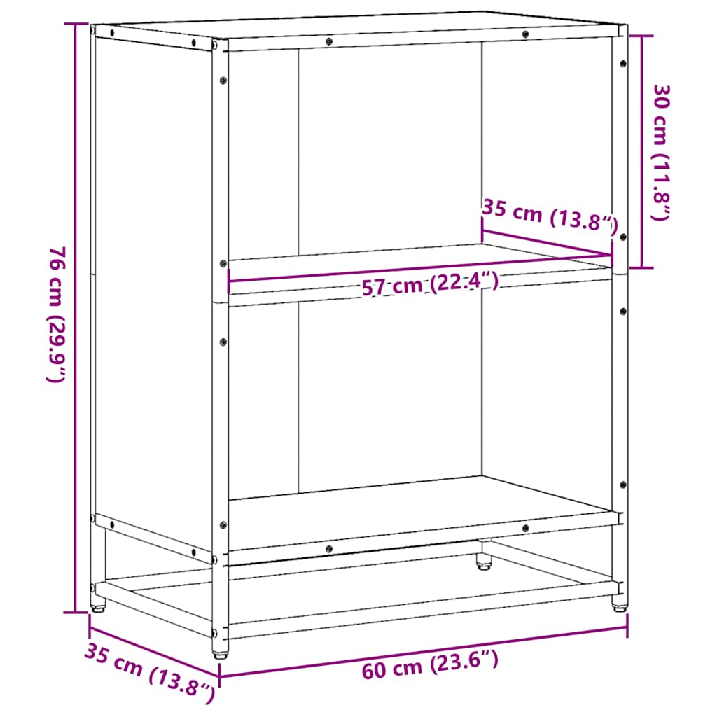 Libreria Grigio Sonoma 60x35x76 cm in Legno Multistrato | homemem39