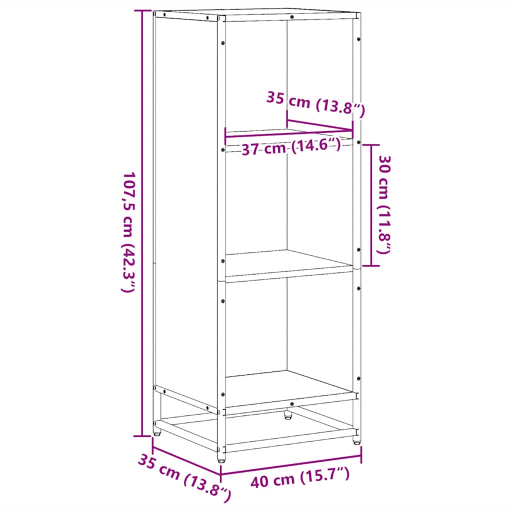 Libreria Grigio Sonoma 40x35x107,5 cm in Legno Multistrato | homemem39
