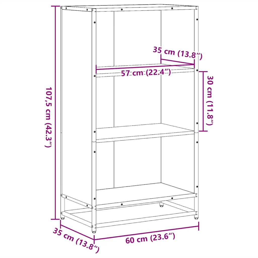 Libreria Rovere Sonoma 60x35x107,5 cm in Legno Multistrato | homemem39