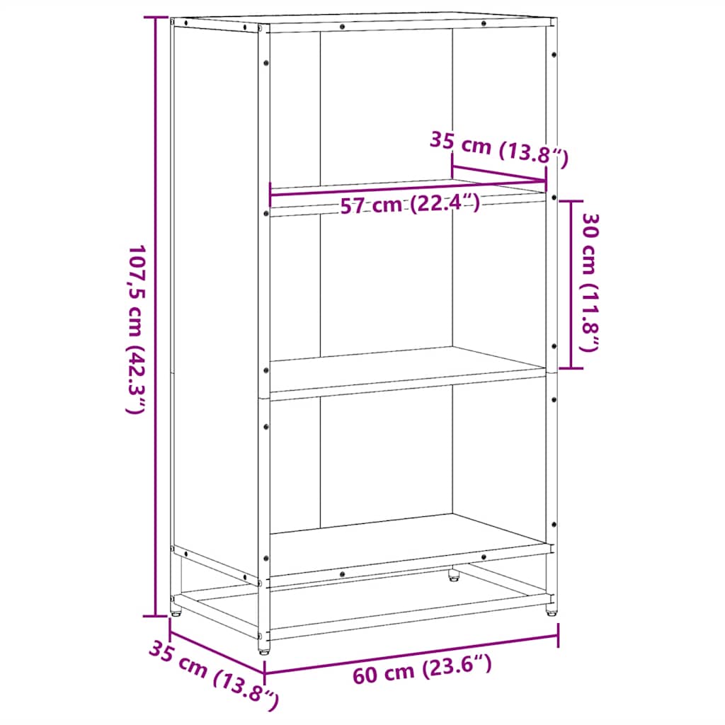 Libreria Grigio Sonoma 60x35x107,5 cm in Legno Multistrato | homemem39