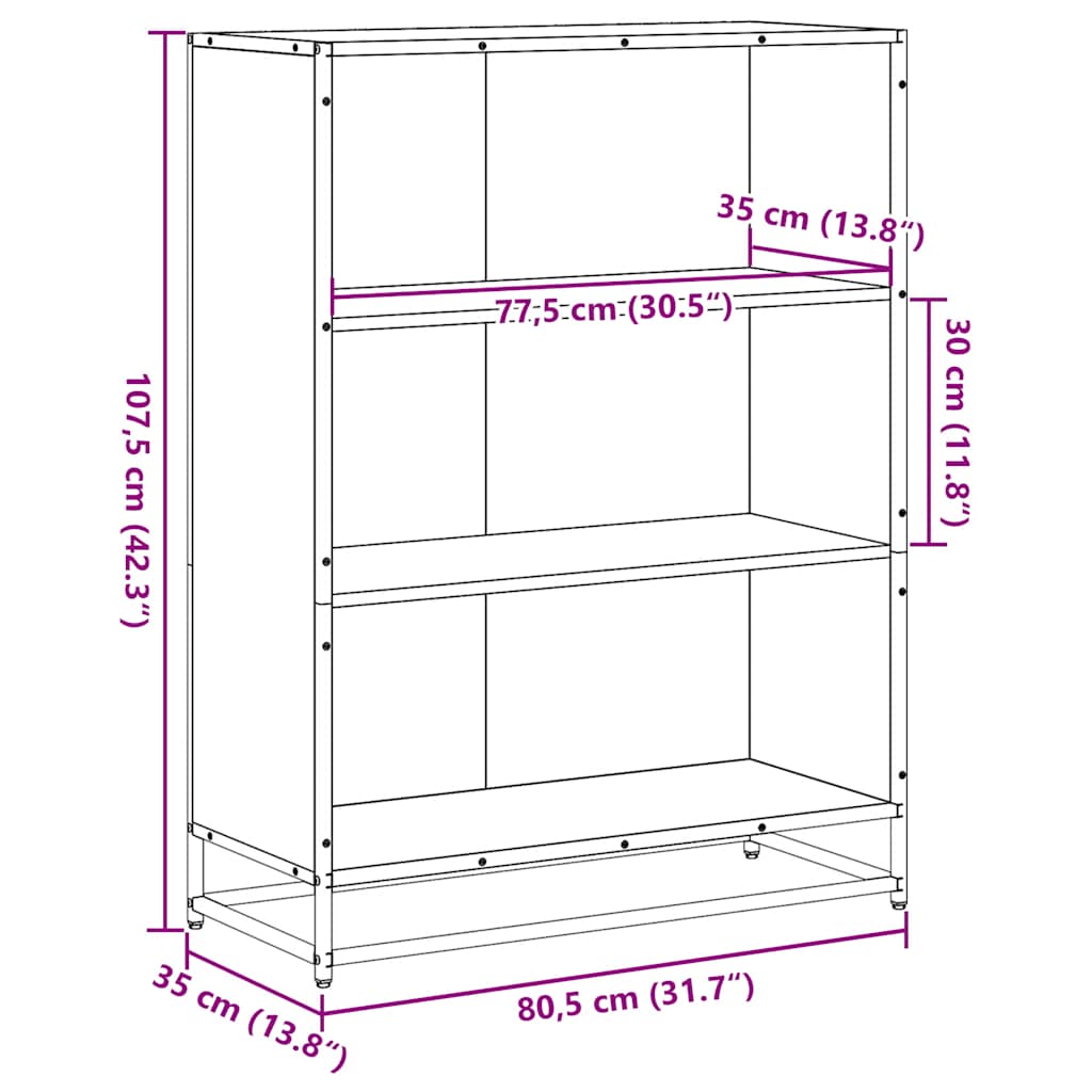 Libreria Rovere Fumo 80,5x35x107,5 cm in Legno Multistrato | homemem39