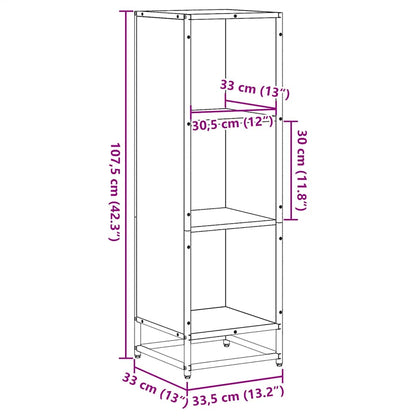 Libreria Nera 33,5x33x107,5 cm in Legno Multistrato | homemem39