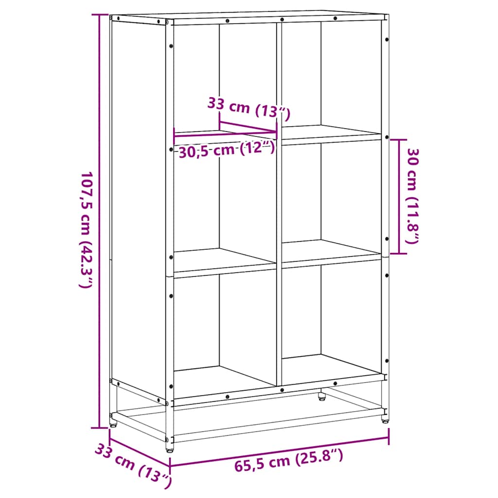 Libreria Nera 65,5x33x107,5 cm in Legno Multistrato | homemem39