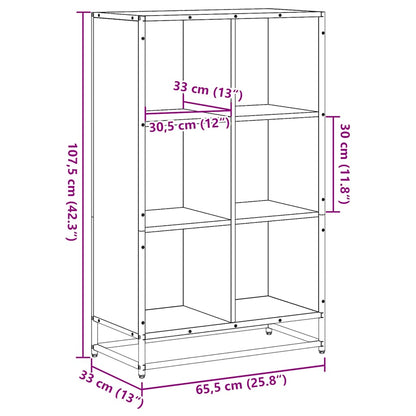 Libreria Grigio Sonoma 65,5x33x107,5 cm in Legno Multistrato | homemem39