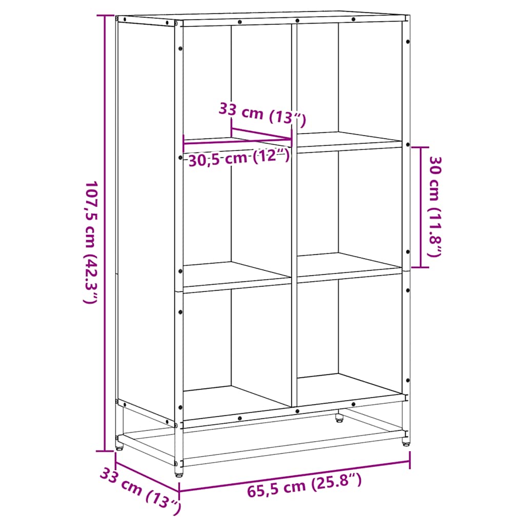 Libreria Rovere Marrone 65,5x33x107,5 cm in Legno Multistrato | homemem39