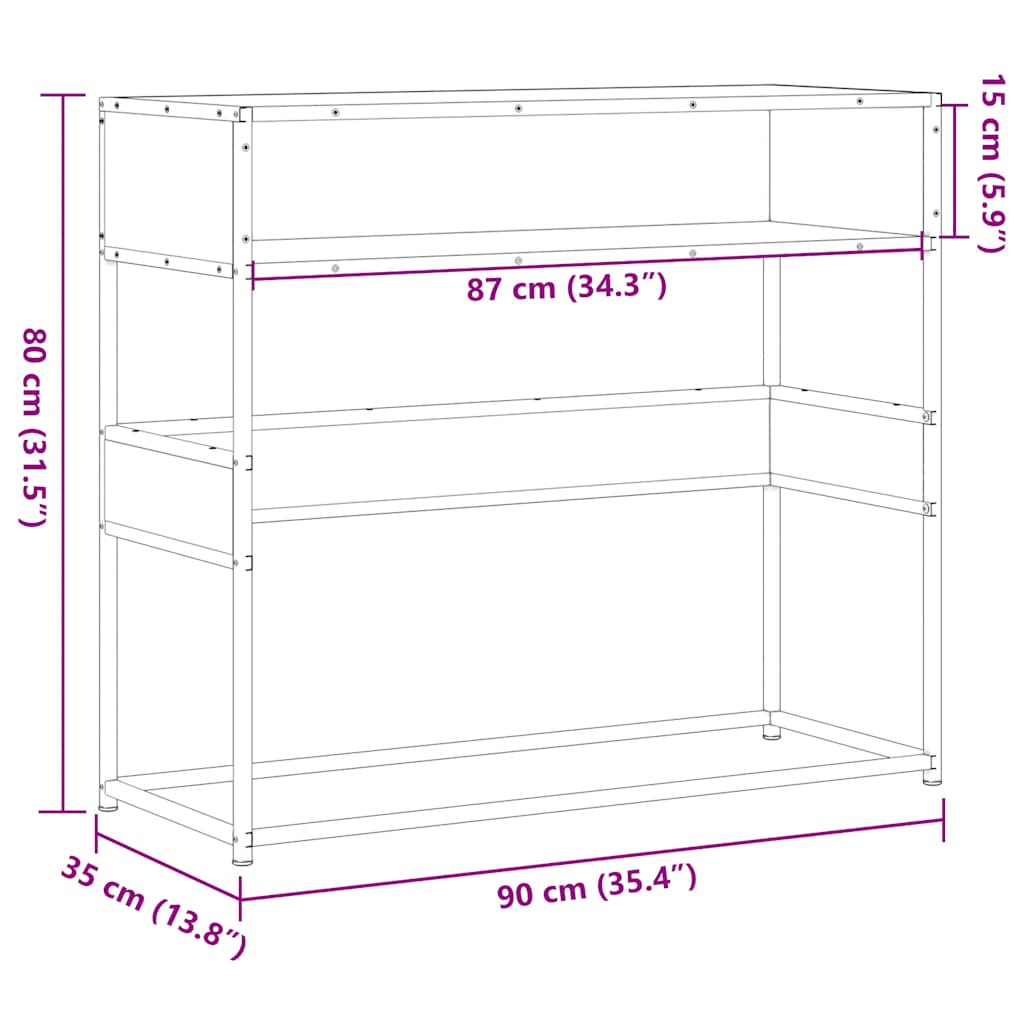 Tavolo Consolle Rovere Sonoma 90x35x80 cm in Legno Multistrato | homemem39