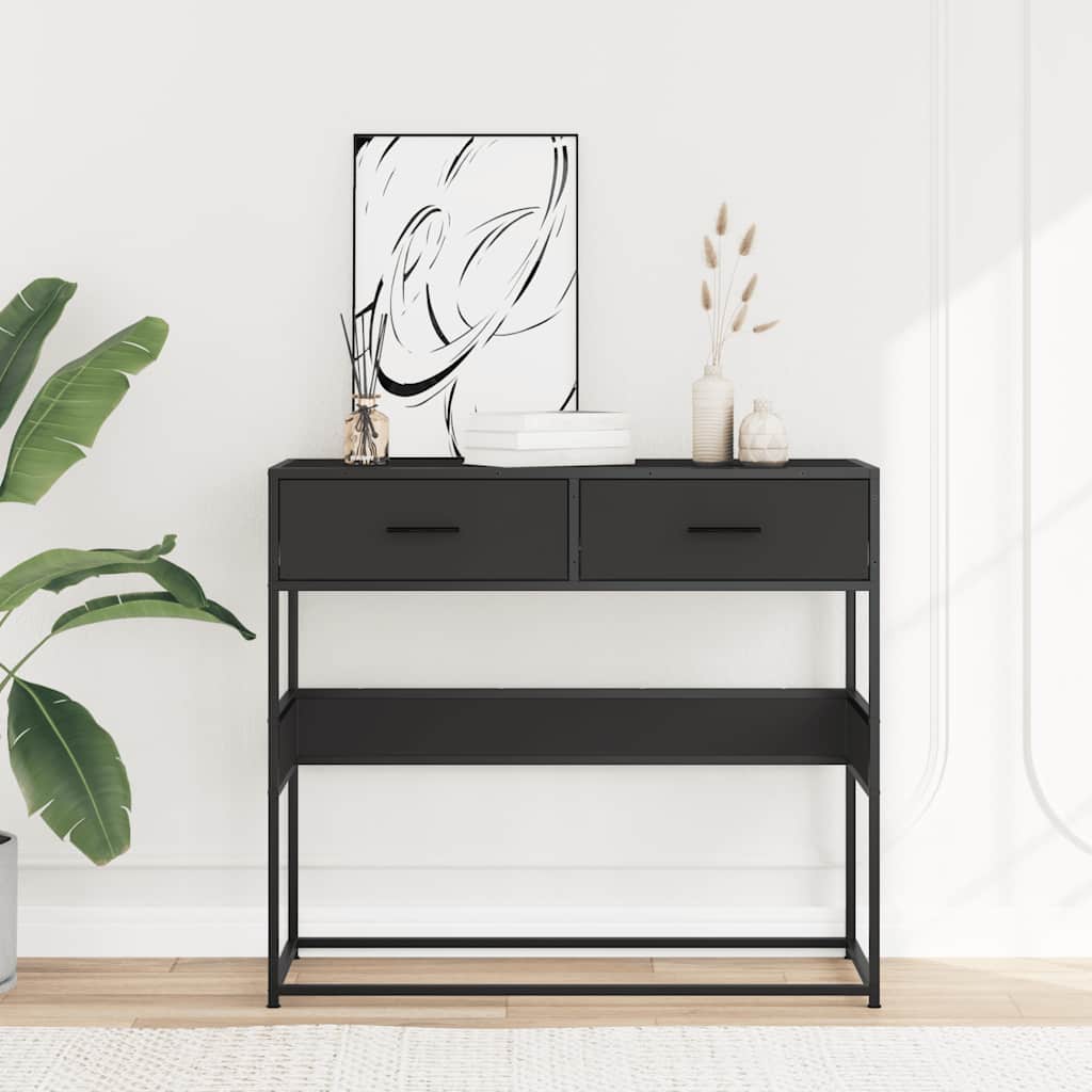 Tavolino Consolle Nero 90x35x80 cm in Legno Multistrato | homemem39