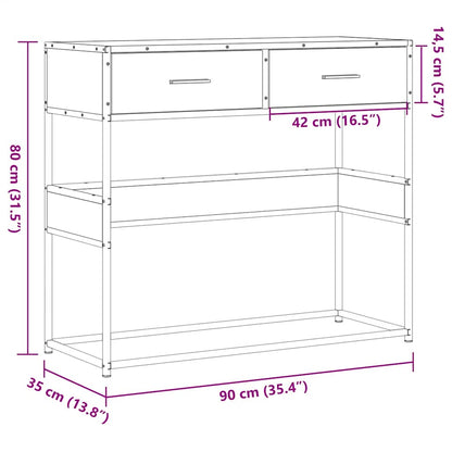 Tavolino Consolle Rovere Fumo 90x35x80 cm in Legno Multistrato | homemem39