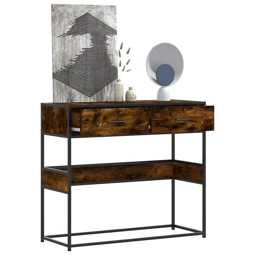 Tavolino Consolle Rovere Fumo 90x35x80 cm in Legno Multistrato | homemem39