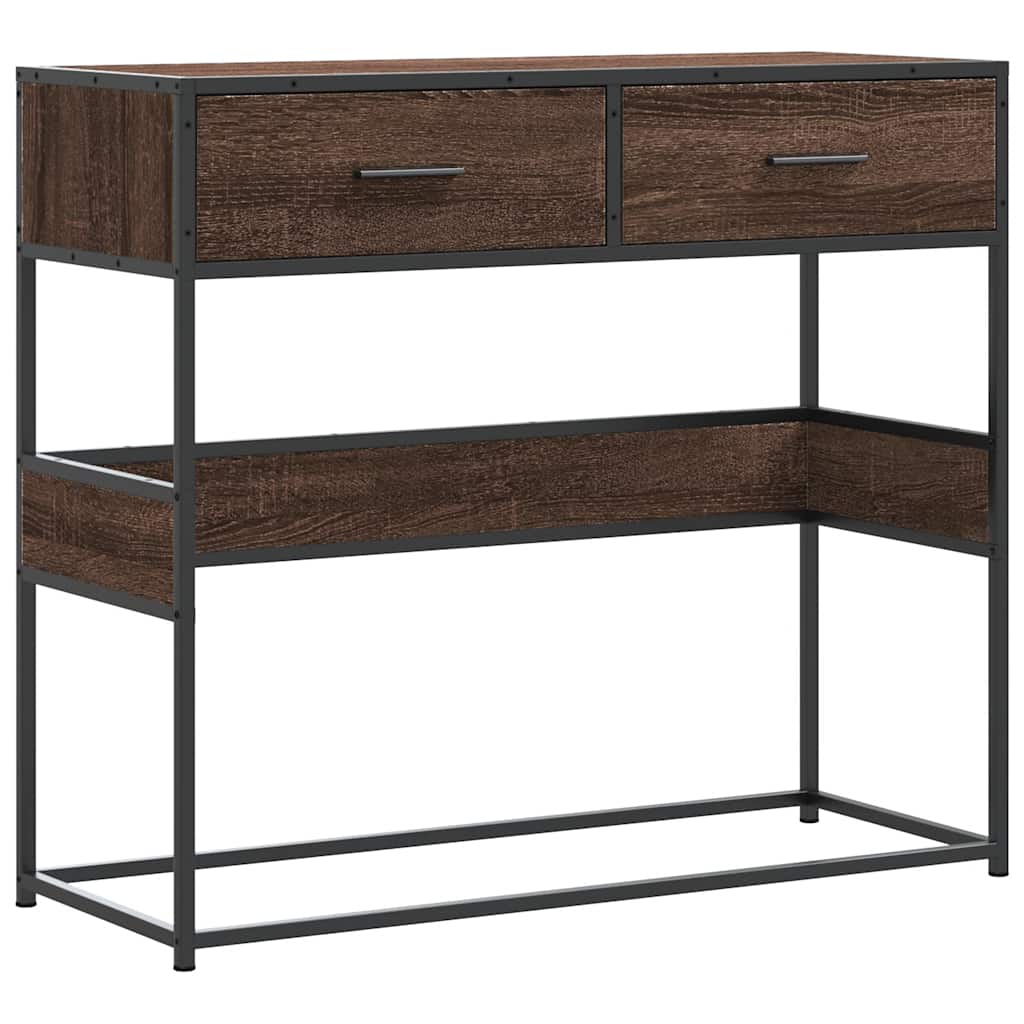 Tavolo Consolle Rovere Marrone 90x35x80 cm Legno Multistrato | homemem39
