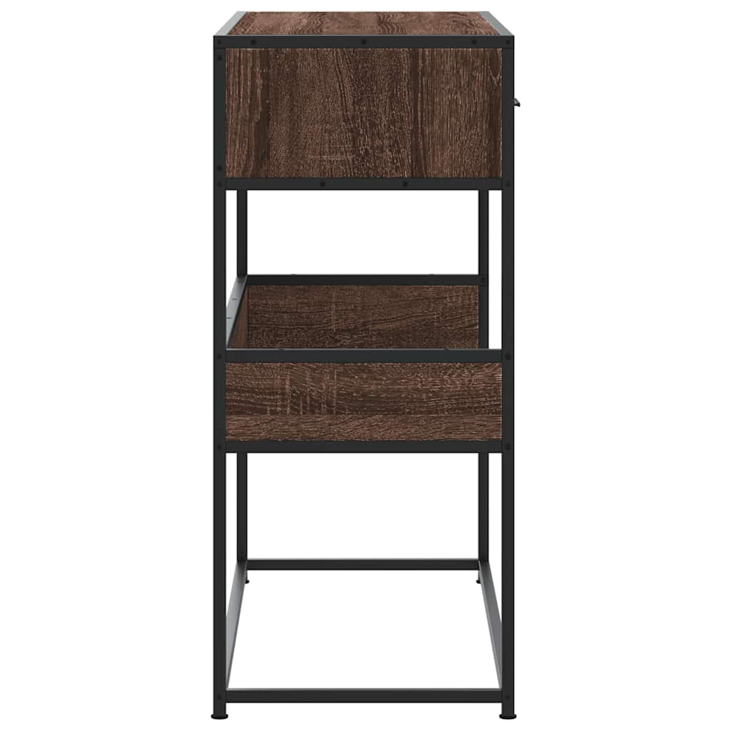 Tavolo Consolle Rovere Marrone 90x35x80 cm Legno Multistrato | homemem39