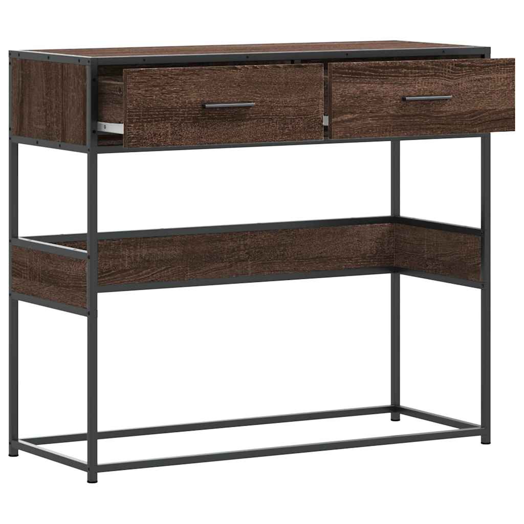 Tavolo Consolle Rovere Marrone 90x35x80 cm Legno Multistrato | homemem39