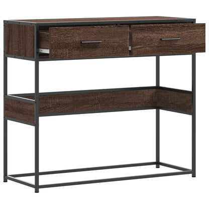 Tavolo Consolle Rovere Marrone 90x35x80 cm Legno Multistrato | homemem39