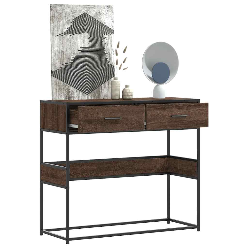 Tavolo Consolle Rovere Marrone 90x35x80 cm Legno Multistrato | homemem39