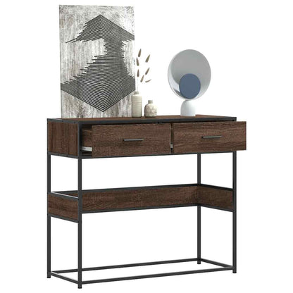 Tavolo Consolle Rovere Marrone 90x35x80 cm Legno Multistrato | homemem39