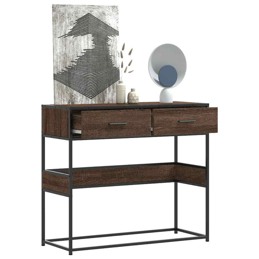 Tavolo Consolle Rovere Marrone 90x35x80 cm Legno Multistrato | homemem39