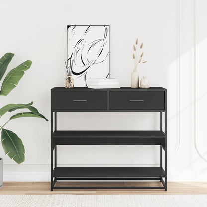 Tavolino Consolle Nero 90x35x80 cm in Legno Multistrato | homemem39