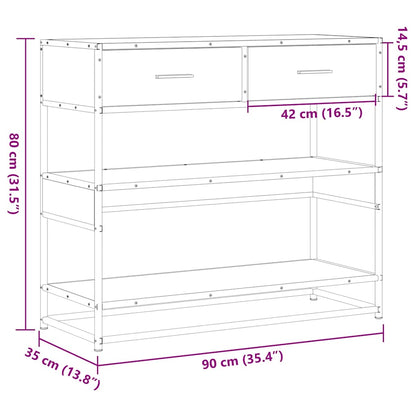 Tavolino Consolle Nero 90x35x80 cm in Legno Multistrato | homemem39