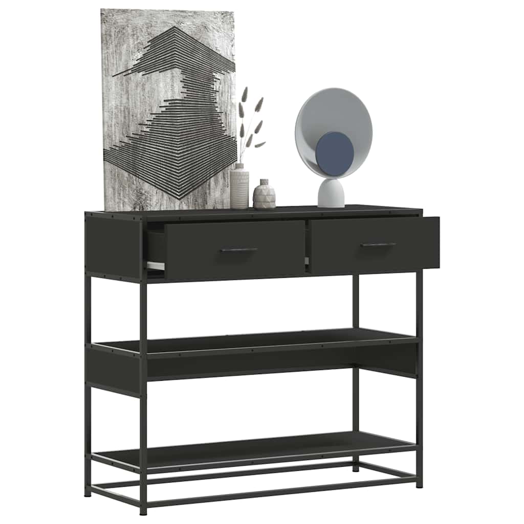 Tavolino Consolle Nero 90x35x80 cm in Legno Multistrato | homemem39