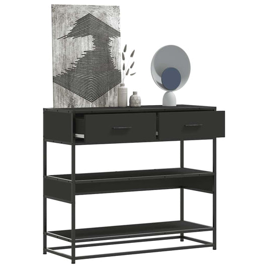 Tavolino Consolle Nero 90x35x80 cm in Legno Multistrato | homemem39