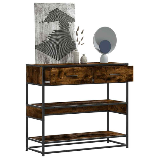 Tavolino Consolle Rovere Fumo 90x35x80 cm in Legno Multistrato | homemem39