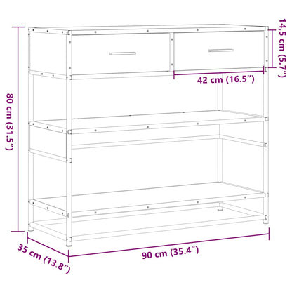 Tavolo Consolle Rovere Sonoma 90x35x80 cm in Legno Multistrato | homemem39