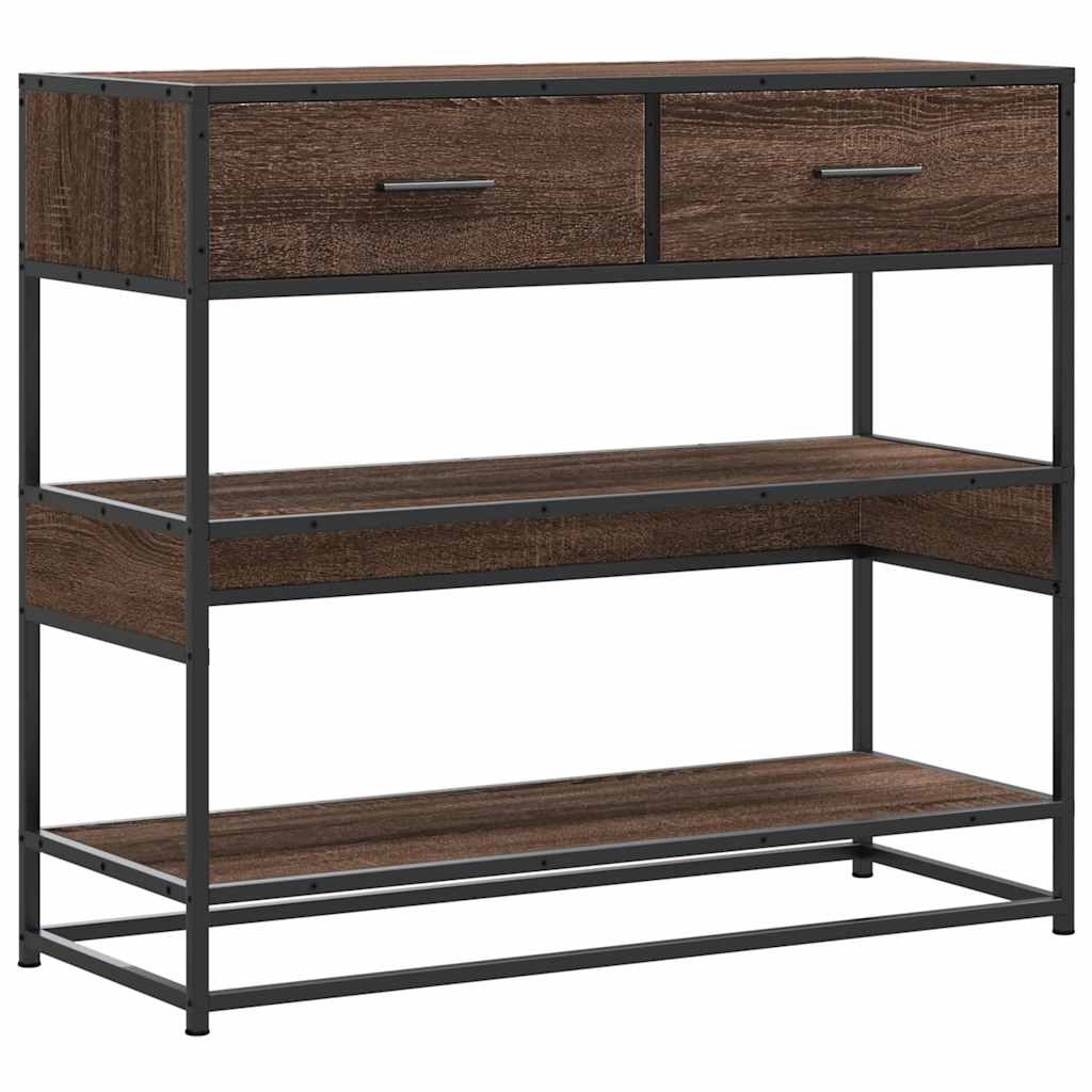 Tavolo Consolle Rovere Marrone 90x35x80 cm Legno Multistrato | homemem39