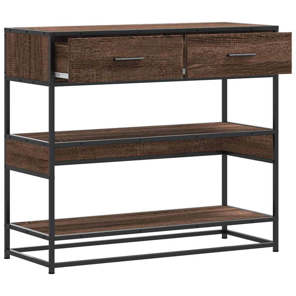 Tavolo Consolle Rovere Marrone 90x35x80 cm Legno Multistrato | homemem39