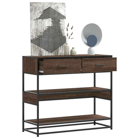 Tavolo Consolle Rovere Marrone 90x35x80 cm Legno Multistrato | homemem39