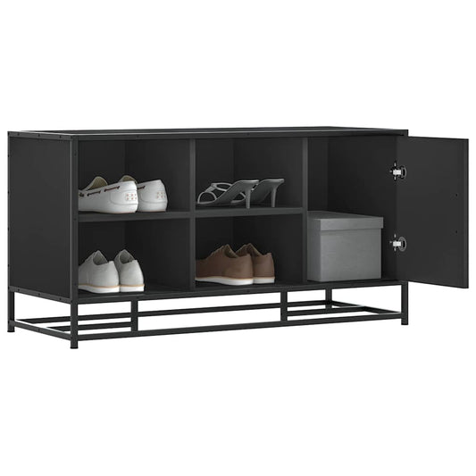 Scarpiera Nera 100x40x53,5 cm in Truciolato e Metallo | homemem39