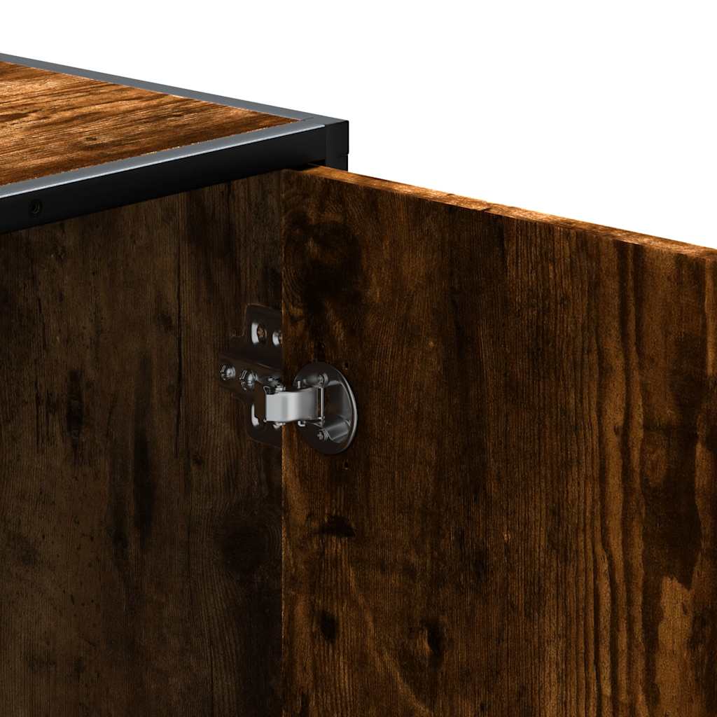 Scarpiera in Rovere Fumo 100x40x53,5 cm in Truciolato e Metallo | homemem39
