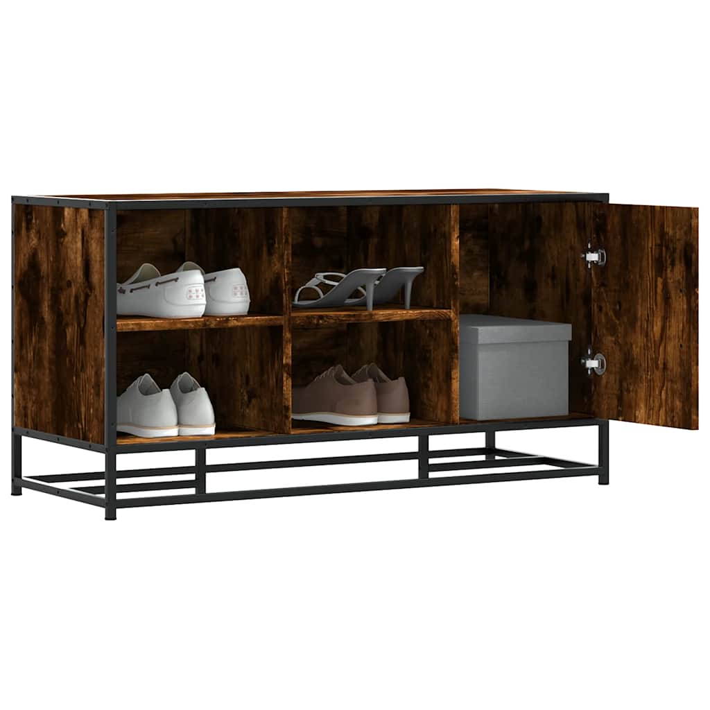 Scarpiera in Rovere Fumo 100x40x53,5 cm in Truciolato e Metallo | homemem39