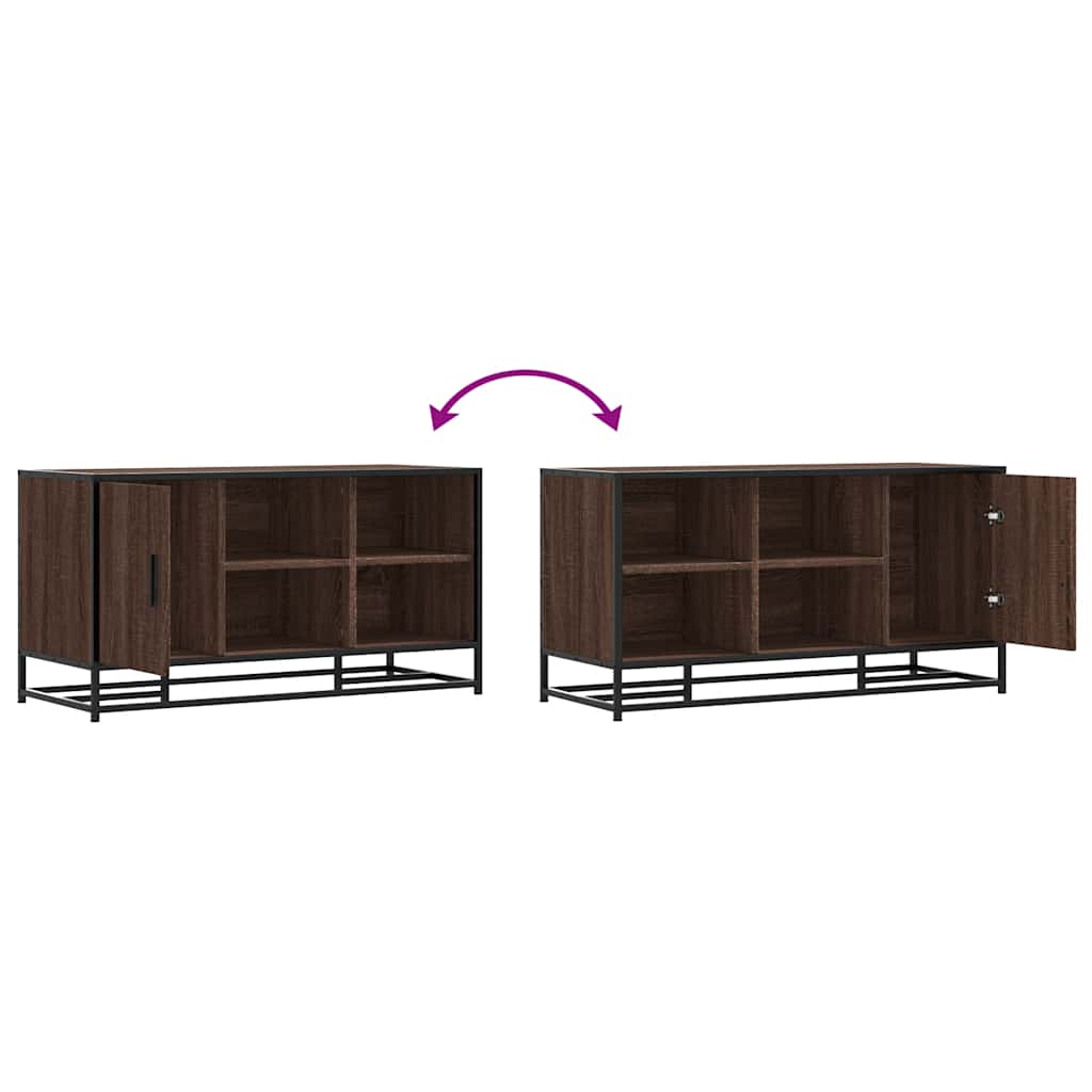 Scarpiera Rovere Marrone 100x40x53,5 cm in Truciolato e Metallo | homemem39