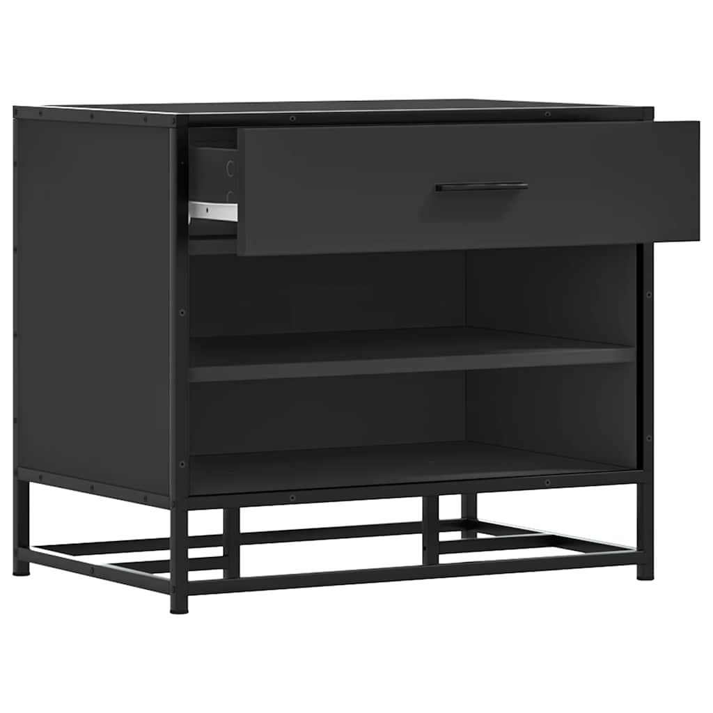 Panca Portaoggetti Nera 60x40x53,5 cm Multistrato e Metallo | homemem39