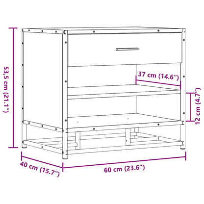 Panca Portaoggetti Nera 60x40x53,5 cm Multistrato e Metallo | homemem39
