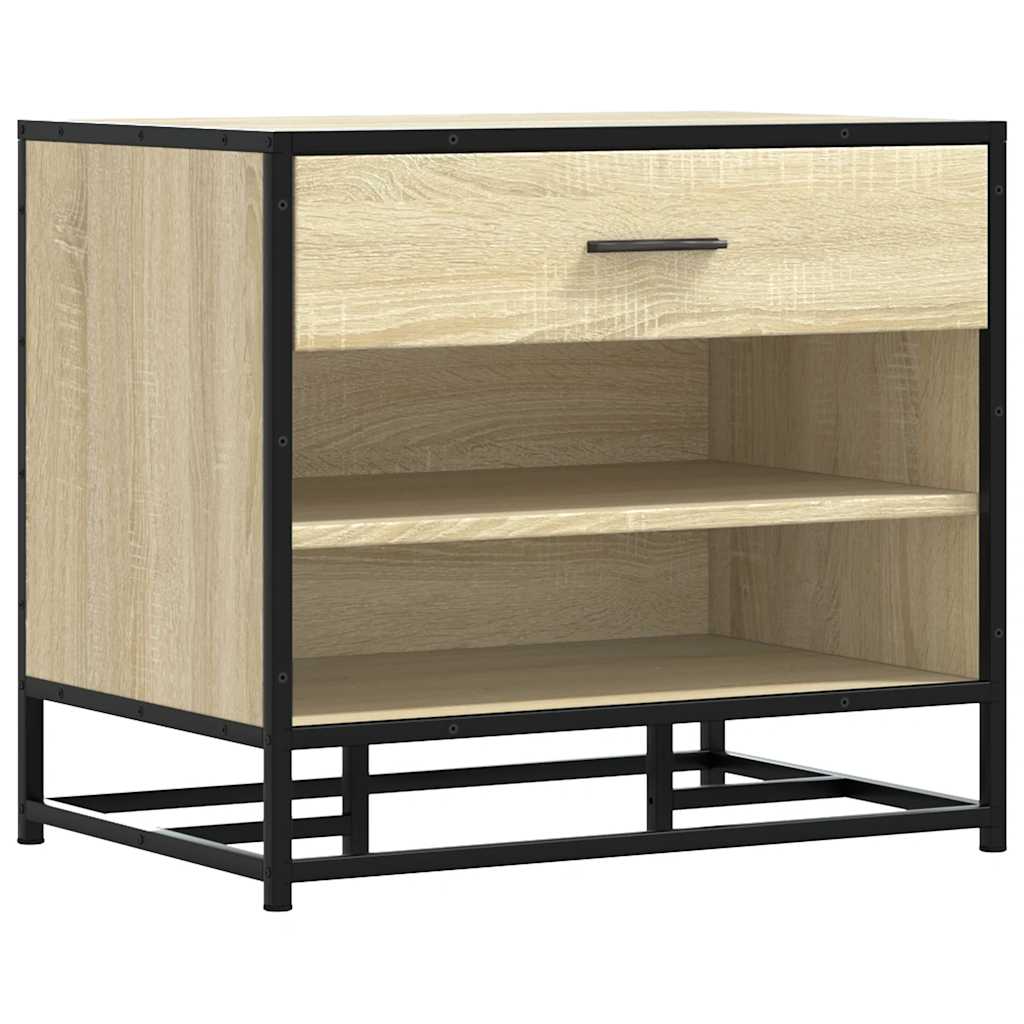 Panca Portaoggetti Rovere Sonoma Legno Multistrato e Metallo | homemem39