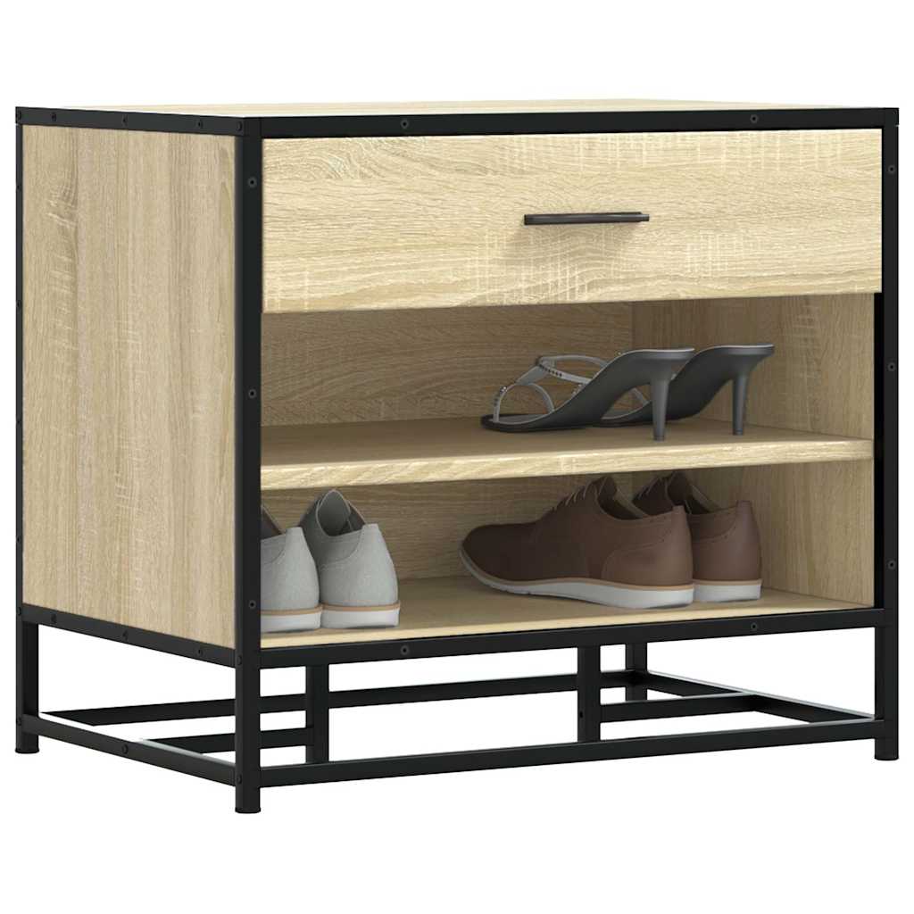 Panca Portaoggetti Rovere Sonoma Legno Multistrato e Metallo | homemem39