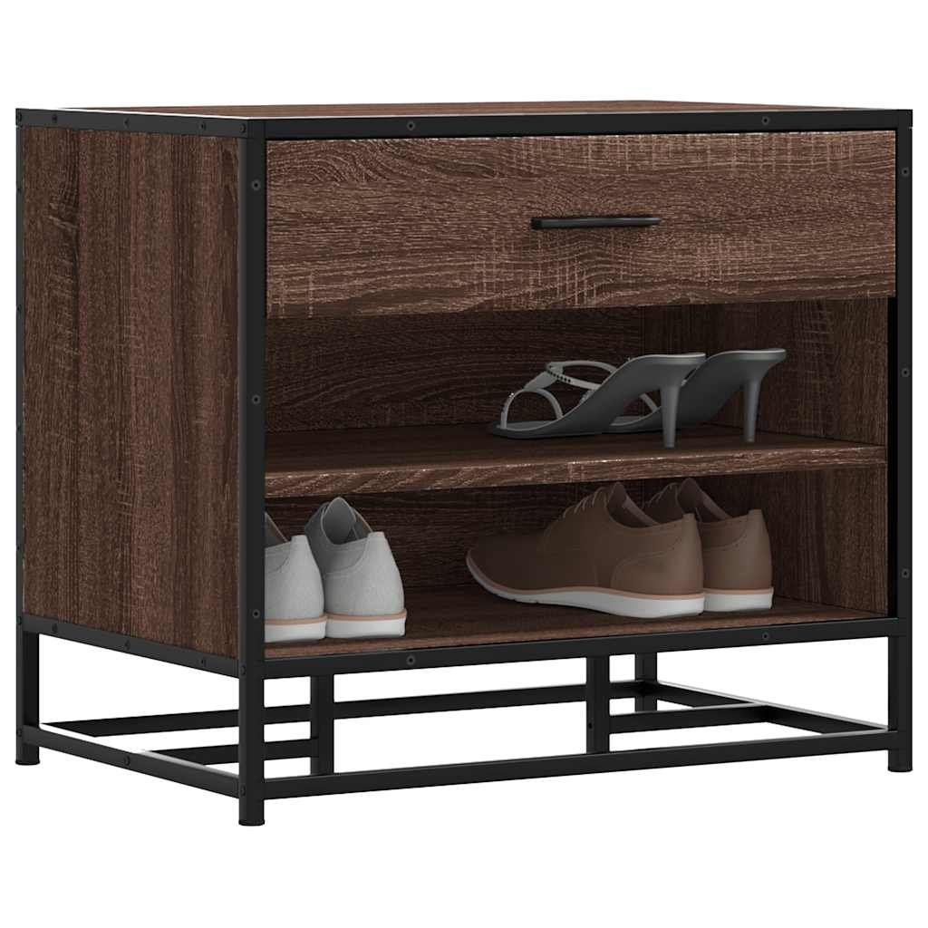 Panca Portaoggetti Rovere Marrone Legno Multistrato e Metallo | homemem39