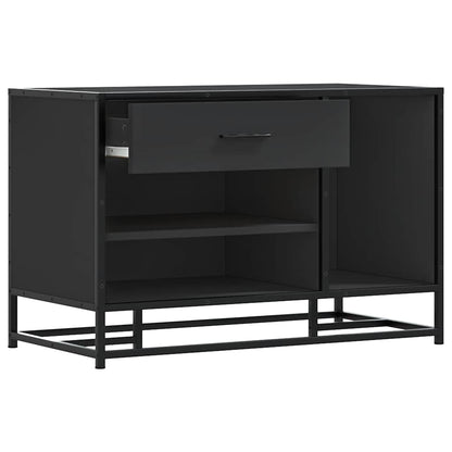 Panca Portaoggetti Nera 80x40x53,5 cm Multistrato e Metallo | homemem39