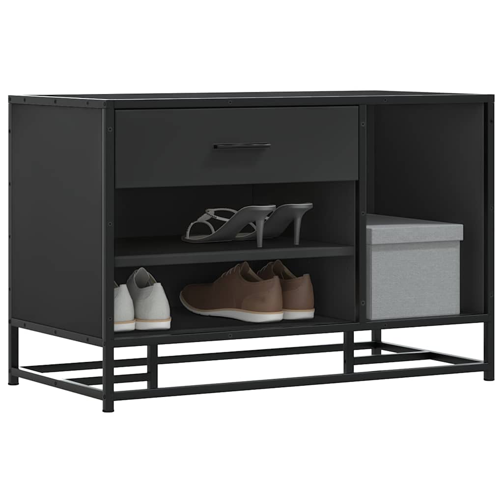 Panca Portaoggetti Nera 80x40x53,5 cm Multistrato e Metallo | homemem39